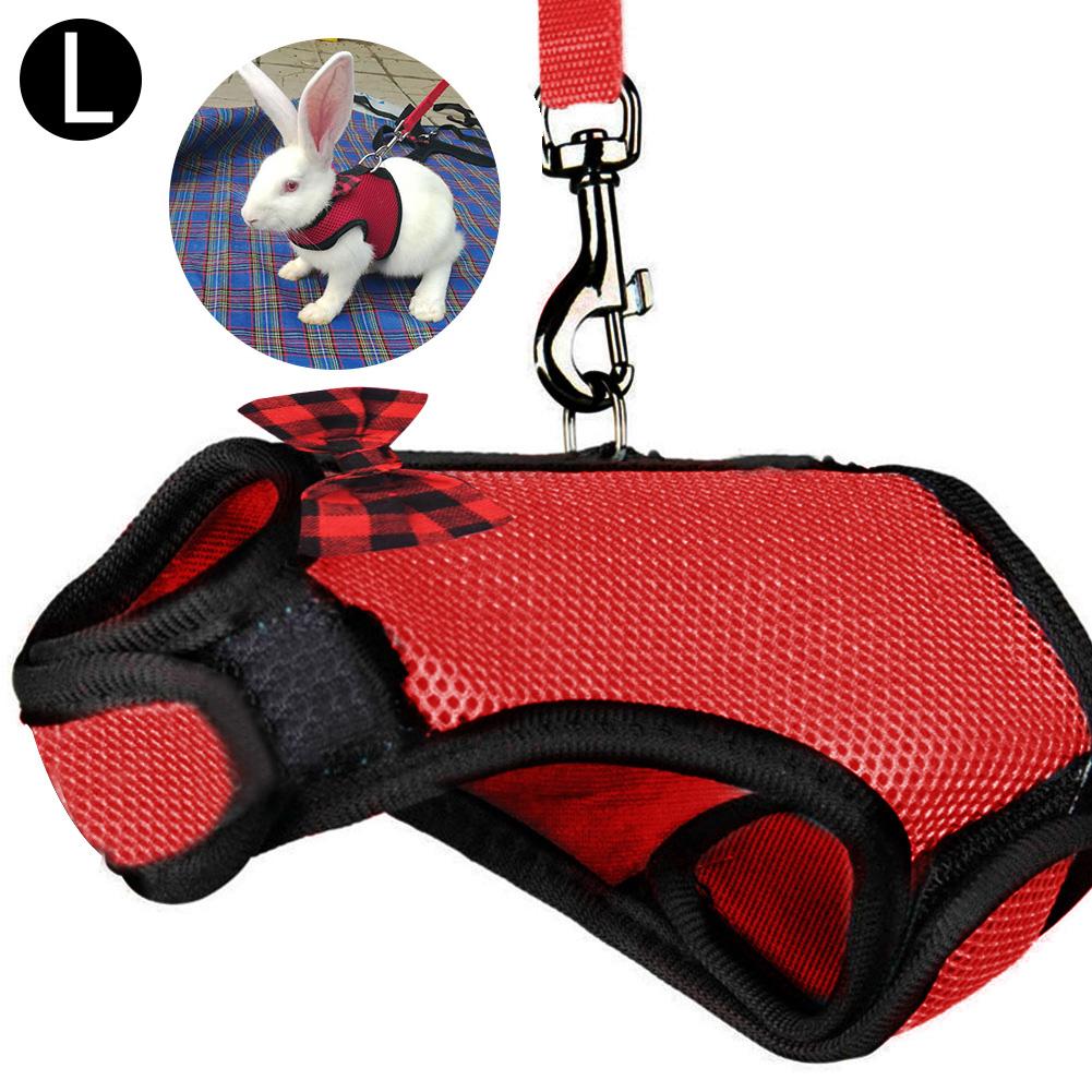 Arnés de chaleco para hámster de conejos con Leas, arnés de malla para el pecho con correa para conejitos de Indias, animales pequeños, accesorios para mascotas, S/M/L: Scarlet / L