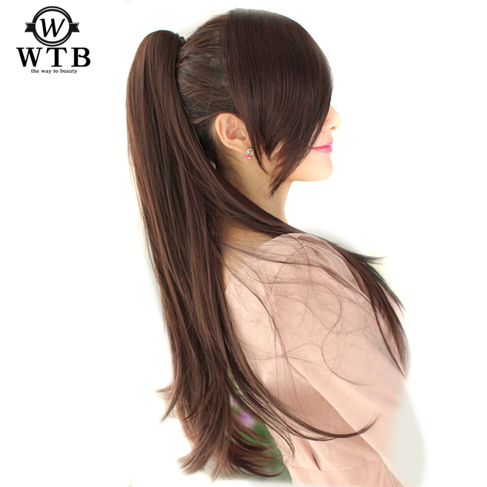 WTB Heat Resistant Straight Long Synthetic Ponytail Clip In Pony Tail Hair Extensions Wrap on Hairpieces Hairstyles