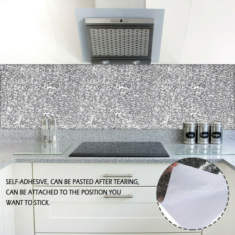 40*100cm kök oljetät vattentät självhäftande orange spis spis skåp aluminiumfolie folie heminredning kakel klistermärke
