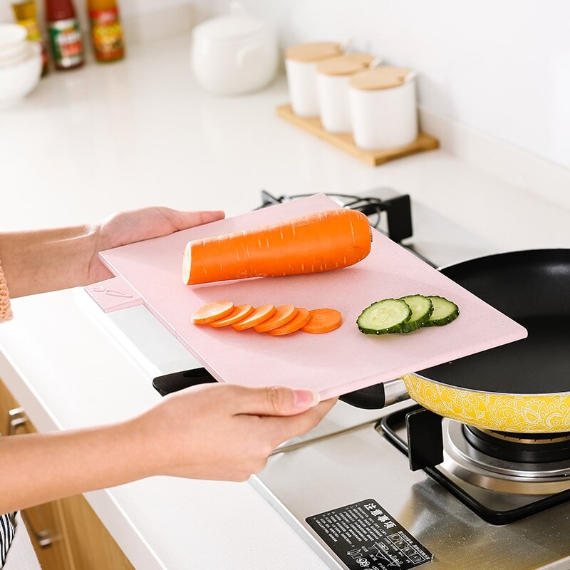 Anti Bacteria Plastic Cutting Board Marble Coating Plastic Mats Chopping Board with Stand-4pcs set of Cutting Boards