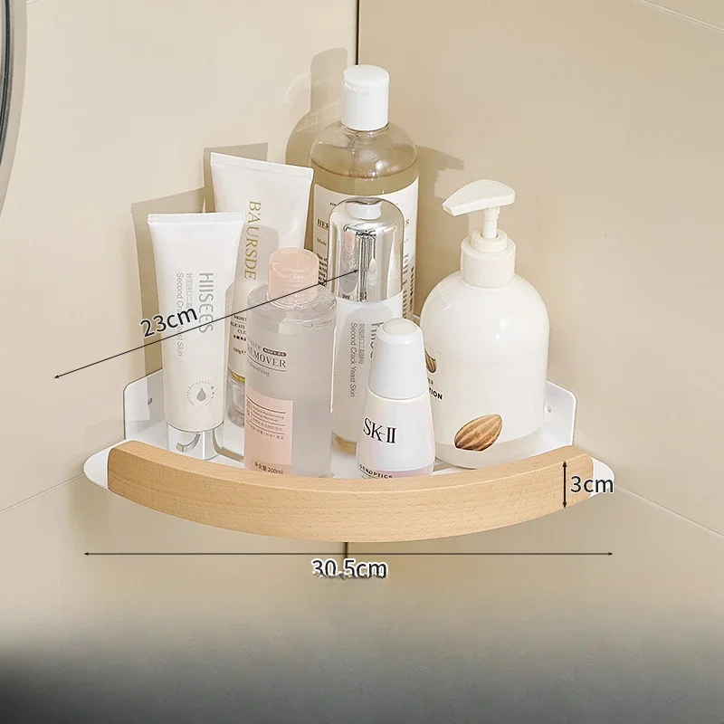 Badezimmer-Handtuchhalter aus Holz, Badregal-einstellen, Dusch-Organizer-Regal, Zauberstab-Badewannenregal aus Holz, Eckregal für Waschraum, Haartrocknerhalter: Licht Grün