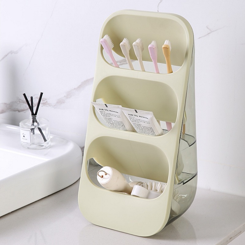 Wielowarstwowy stojak robić przechowywania pałeczek i łyżek robić użytku domowego Stojak kuchenny odporny na kurz Trzykomorowy schowek na kosmetyki i narzędzia