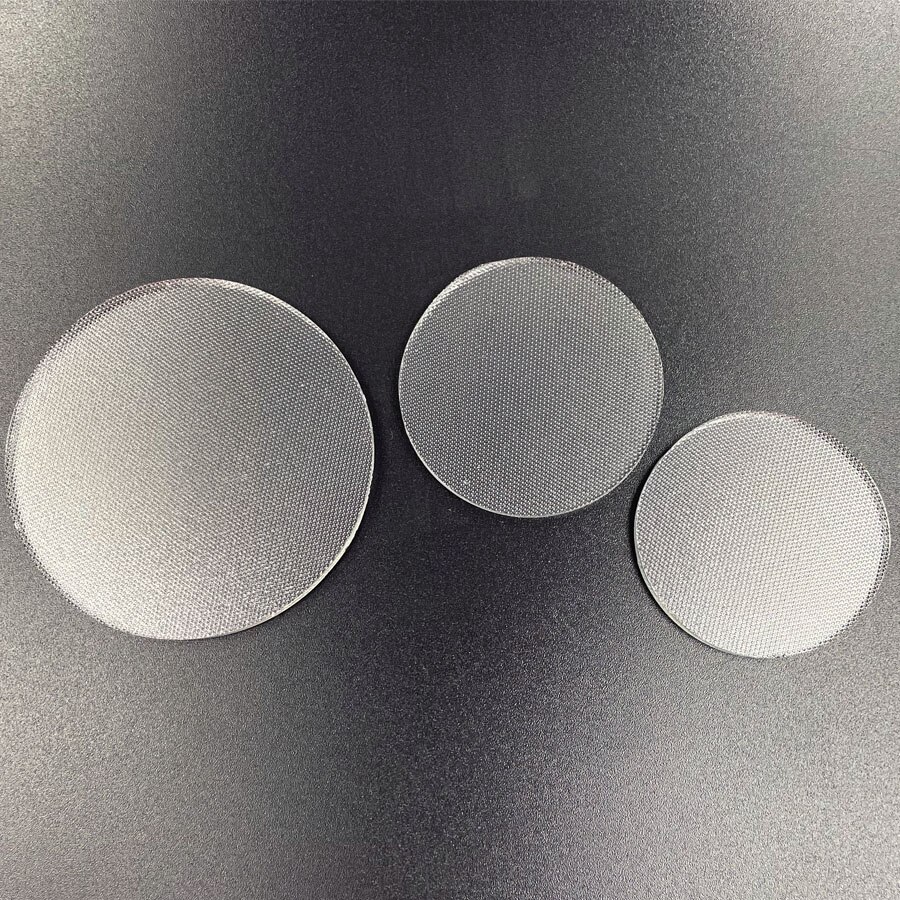 35mm 45mm 50mm 69mm 92mm Thickness 3mm Anti-glare Glass Lens LED Optical Small Grid Round Flat Lens for LED Downlight Flashlight