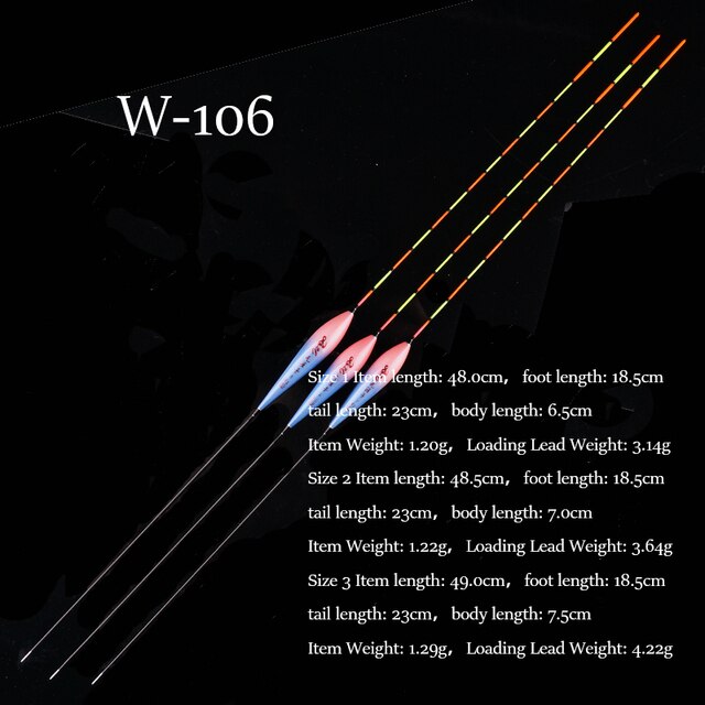 3 st/parti fiskeflöten 1-3#  flöten i komposit nanoplast för fiske med bobbers för sötvattensfiske: W -106
