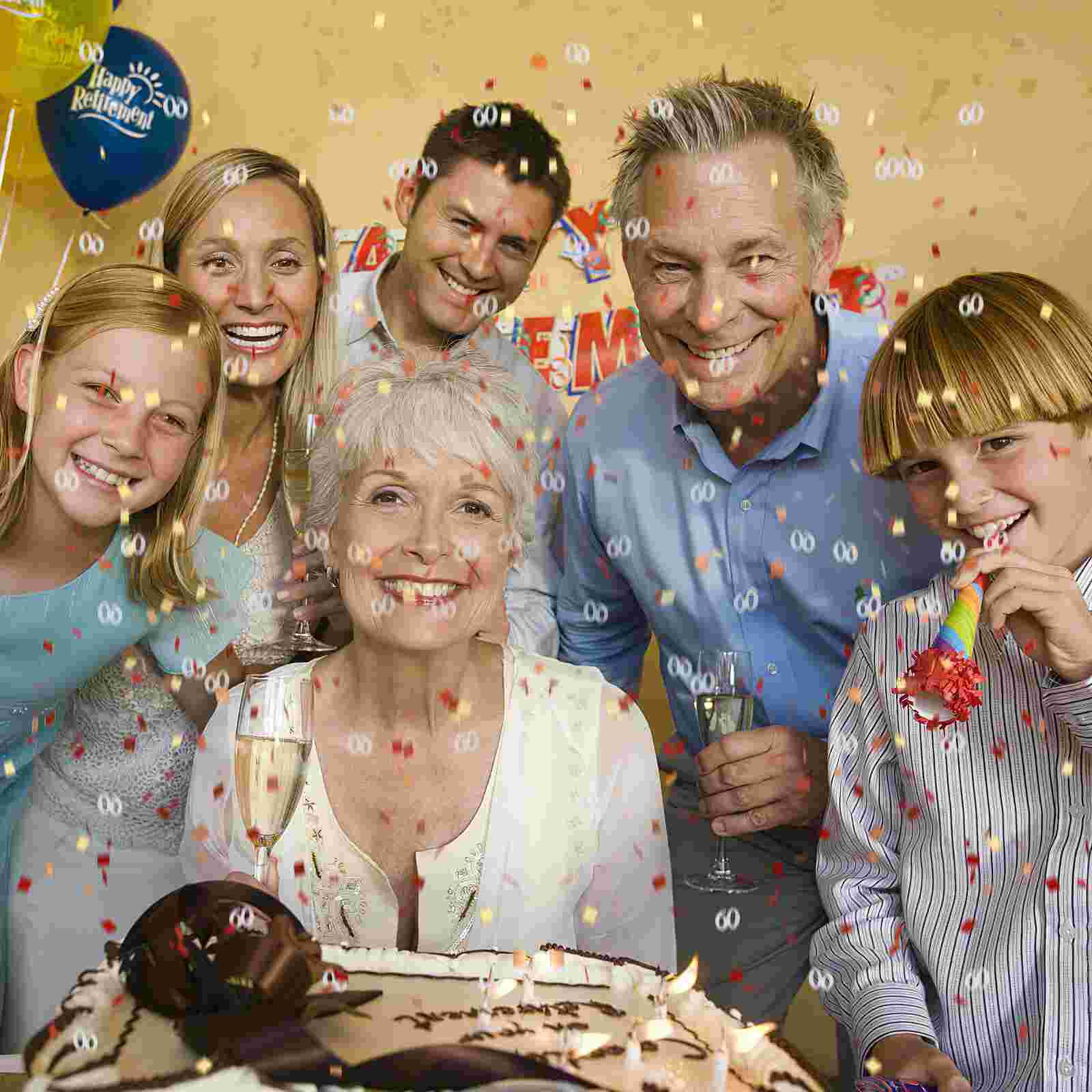 Amosfun 1200pcs 60 Number Sprinkle Confetti Decoration for 60th Anniversary Birthday Party (Silver)