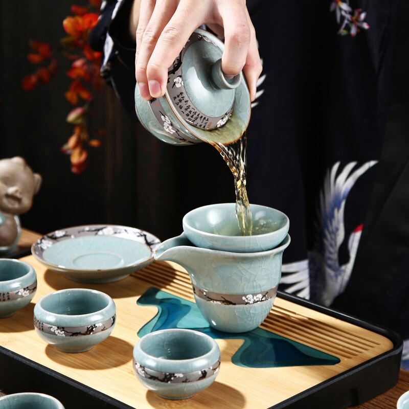 Geyao stor størrelse sancai kop enkelt keramisk skive te fremstilling til husholdningsbrug kinesisk enkel kung fu te sæt sopera de ceramica gaiwan