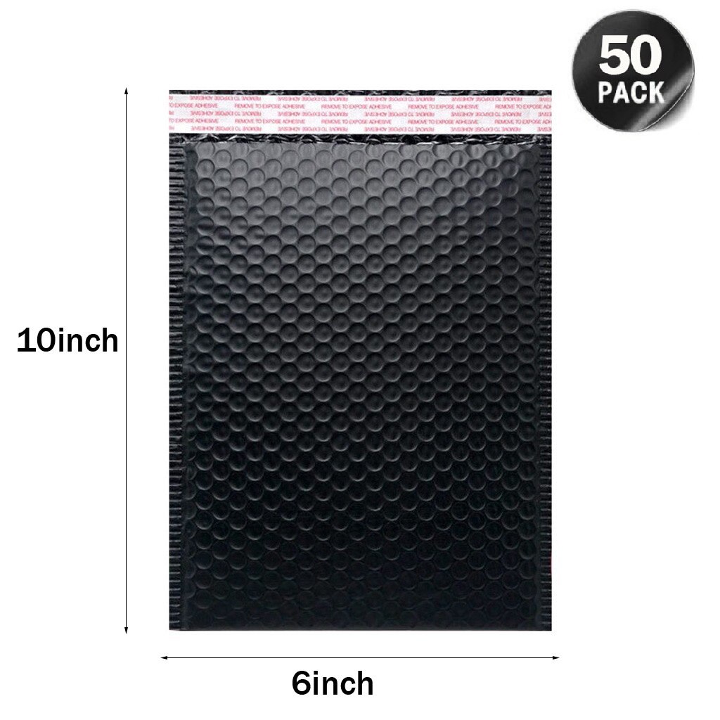 50PCS 6x10inch Bubble Mailers Padded Envelopes Foam Envelope Bags Self Seal Lined Poly Mailer Black Mailing Bag Envelop
