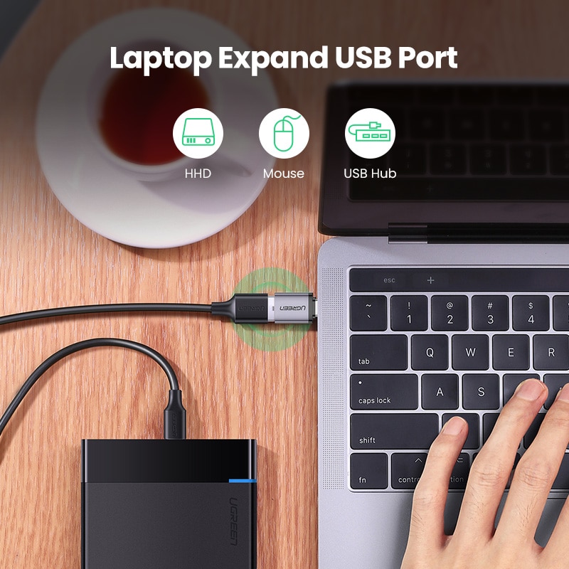 Ugreen usb c adaptador tipo c para usb 3.0 adaptador thunderbolt 3 tipo-c adaptador otg cabo para macbook pro ar samsung s10 s9 usb otg