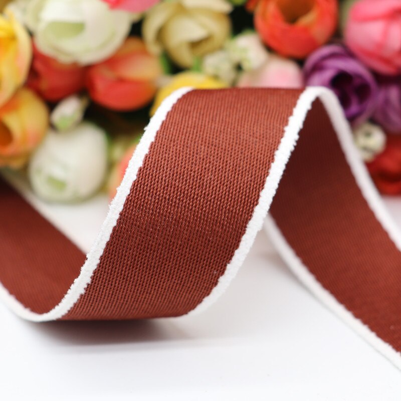 Cintas de grogrén de dos caras con borde de lana blanca, lazos para el pelo, materiales hechos a mano DIY, 10 yardas, Y19112902: Color vino / 10MM