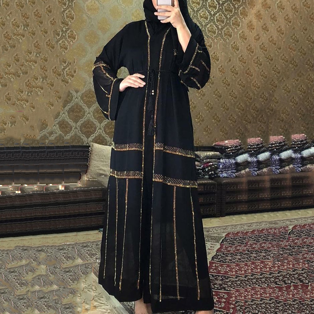 MD-robe Hijab noire Abaya dubaï musulman, Caftan Marocain, vêtements islamiques, Kimono Femme Musulmane Djellaba, S9017,