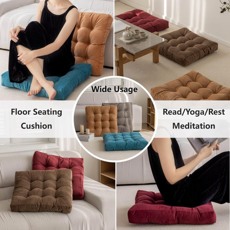 Cuscino da pavimento Cuscino da seduta quadrato Cuscino da meditazione Sedile da yoga Cuscini in ginocchio Cuscini trapuntati spessi Tappetino da balcone