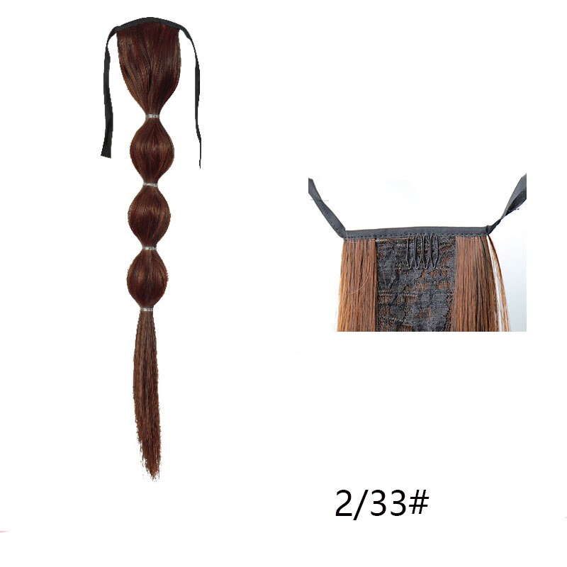Talang Lange Rechte Bubble Paardenstaart Pruik Clip In Op Silky Synthetische Knot Extensions Staart Valse Haar: 1B/30HL / 35CM