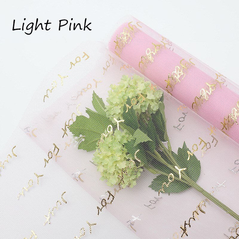 1M Engels "Voor U" Garen Plakboek Versieren Gaas Bloemen Boeket Inpakpapier Bloemist Materialen Diy Craft Supplies papier: Light Pink