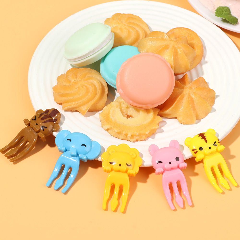 6-10Pcs Mini Animal Farm Cartoon Food Picks Children Snack Cake Dessert Food Fruit Forks Lunch Bento Accessories Party Decor