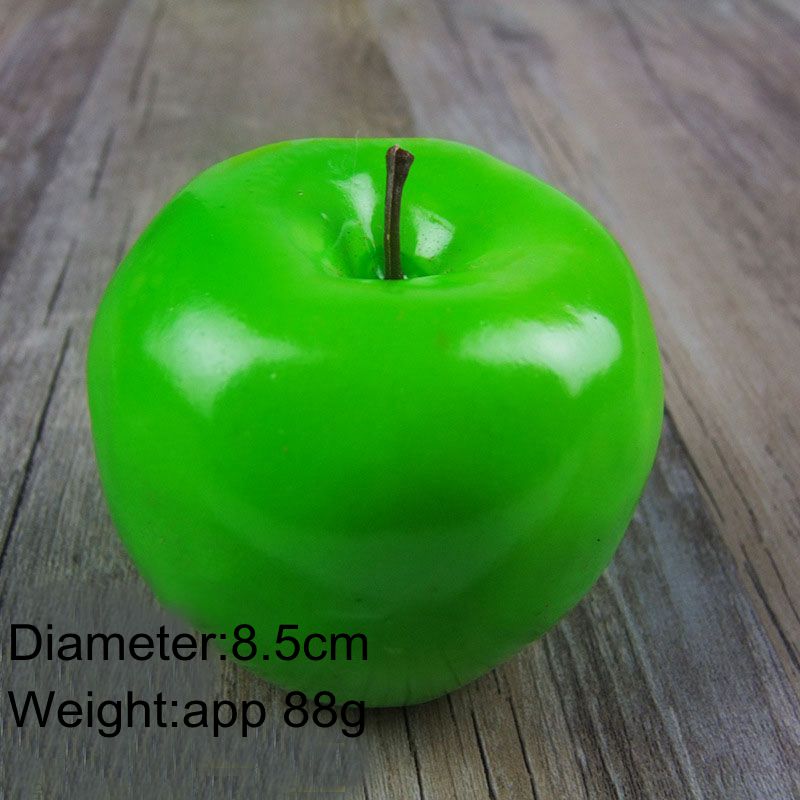 8cm rød gul grønn rosa eple kunstig frukt hjem dekorasjon simulering eple modell ornament håndverk matte fotografering rekvisitter: Grønn 88g