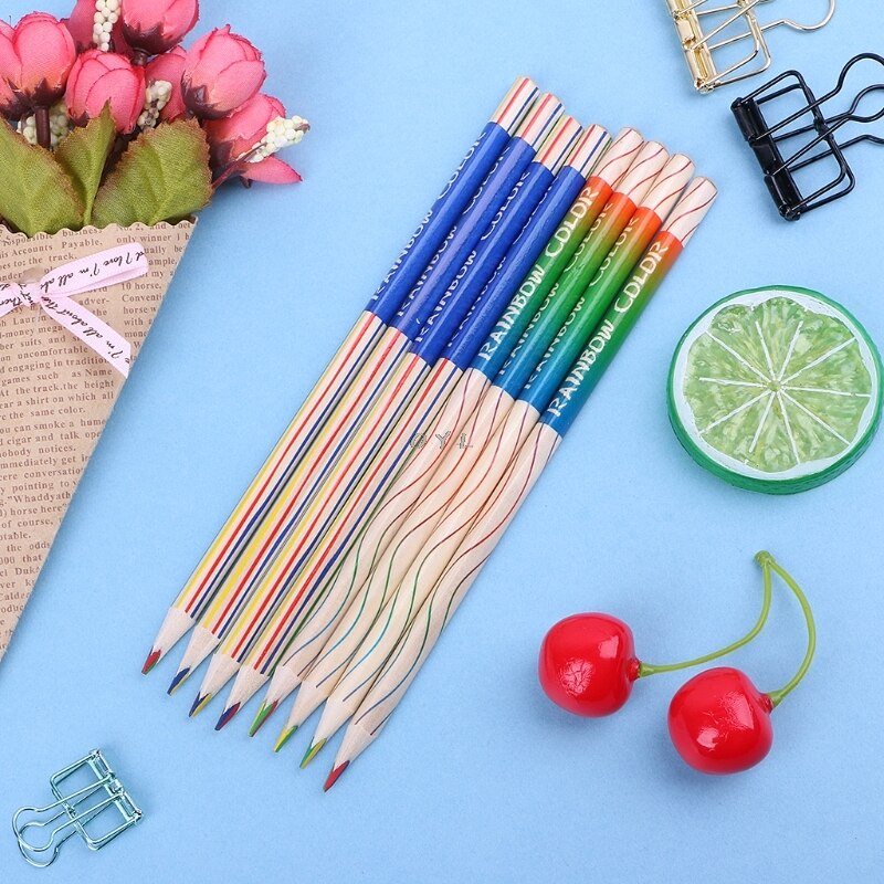 1pc schattige houten regenboogpotloden om zelf te maken voor tekenen en schilderen op school.