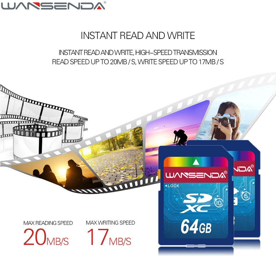 100% reale Kapazität WANSENDA SD Karte 32GB 64GB Speicher Karte 16GB 8GB 4GB SDHC SDXC Blitz Speicher Karte freies paket