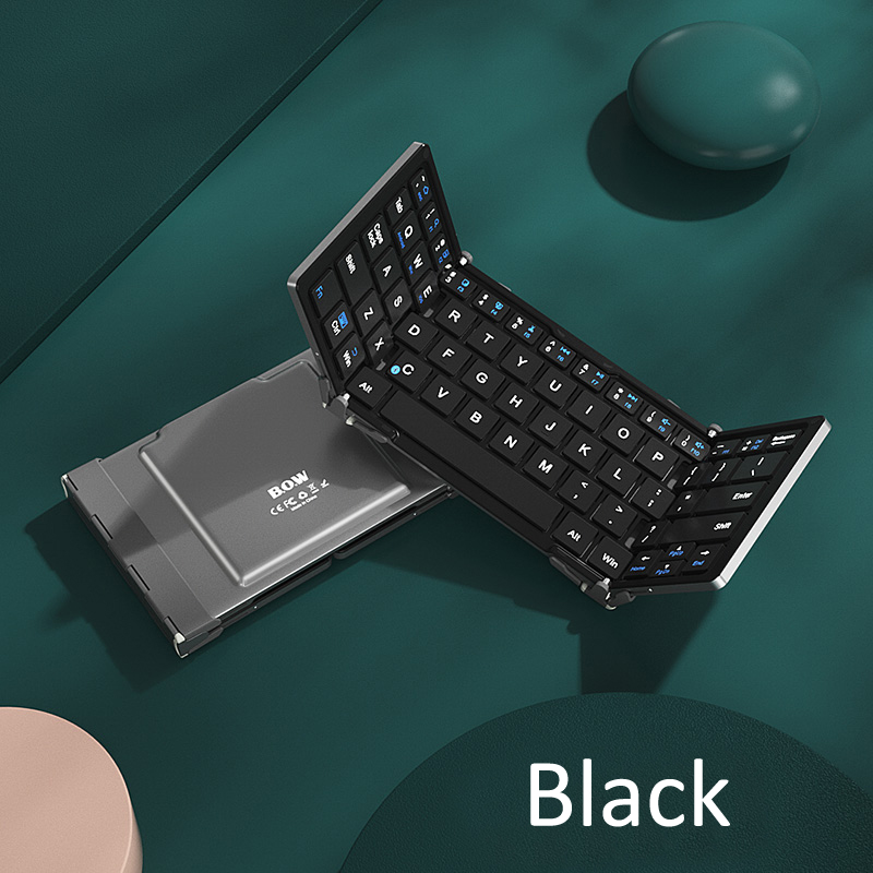 Bluetooth Wireless Tastatur Folding für iPhone iPad Tablet Laptop Macbook PC Kompatibel mit IOS Android Windows Universal INS: HB066 Black