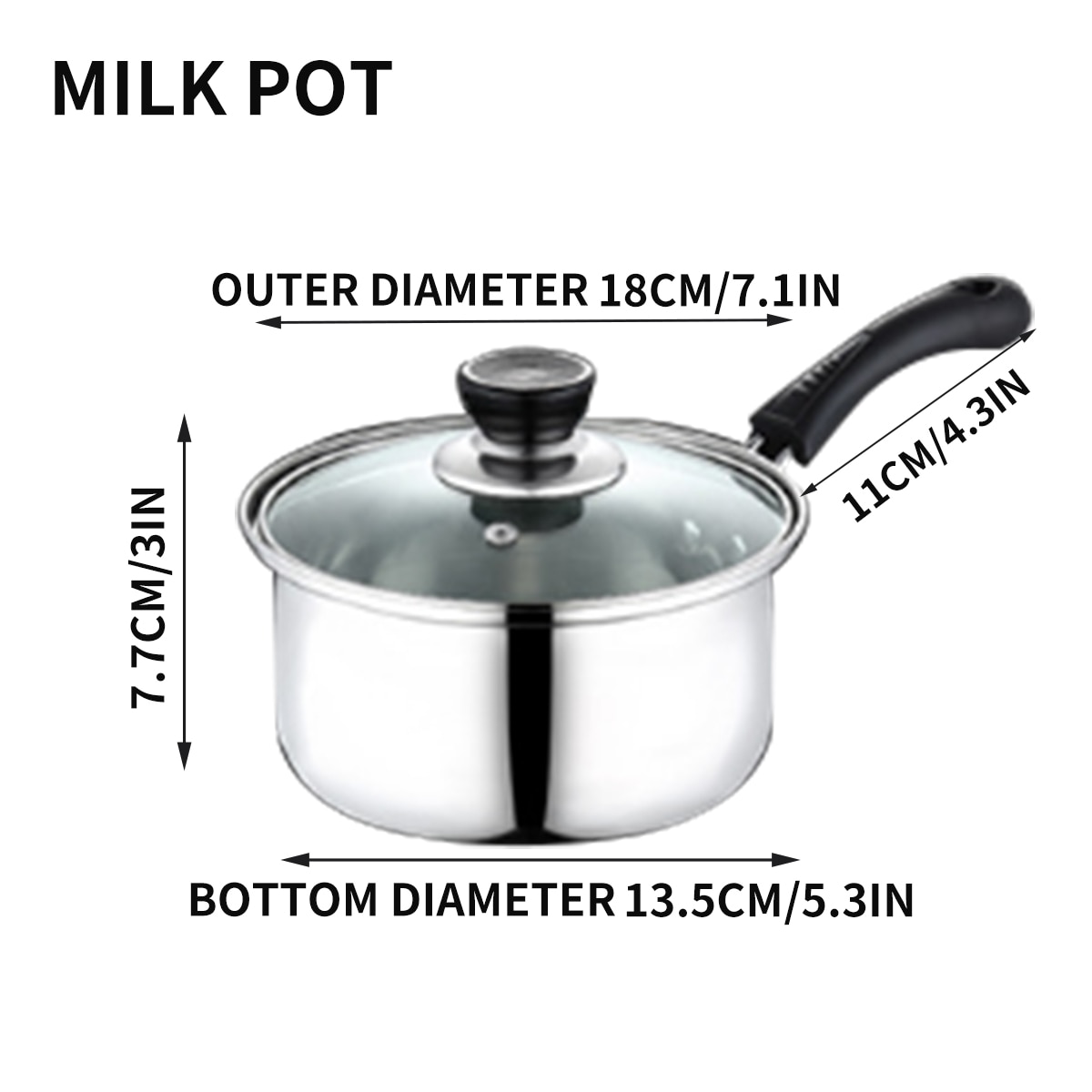 3pcs/set Stainless Steel pot Non-stick Soup Pot Frying Pan Milk Pot Thicken Saucepan With Glass Lid Induction Cooker Gas Stove