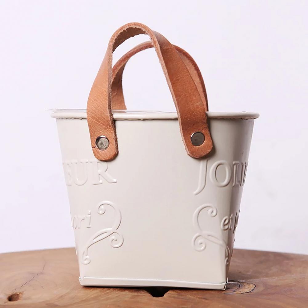 Wrought Iron Flower Pot Retro Living Room Tin European Vase Desktop Storage Bucket Garden Decoration Flower Bucket Pot