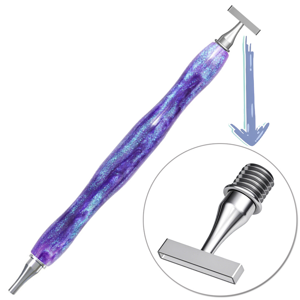 Caneta de broca de ponto de pintura de diamante de resina ergonômica, ponta de caneta de aço inoxidável com rosca fina, adequada para ferramenta de pintura de diamante 5D: TRANSPARENT