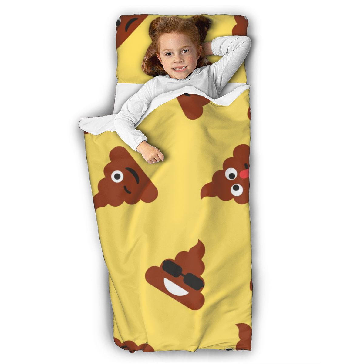 Dessin animé caca Illustration matelas enfant en bas âge sieste tapis de couchage maternelle enfants ensemble de literie avec oreiller