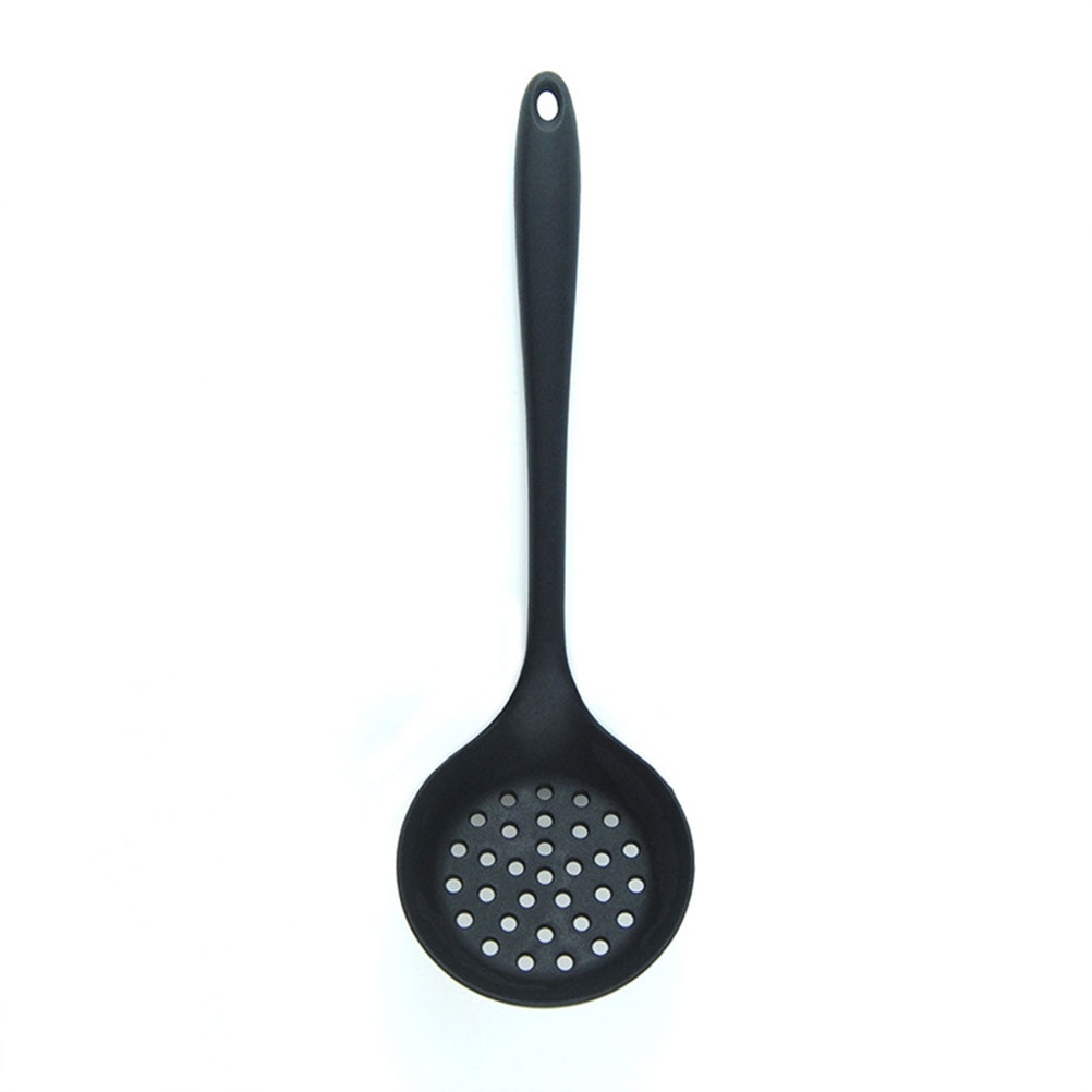 1 Pc Silicone Ingelaste Skimmer Spatel Siliconen Schuimspaan Skimmer Lepel Zeef Pollepel Met Lange Handvat: Black
