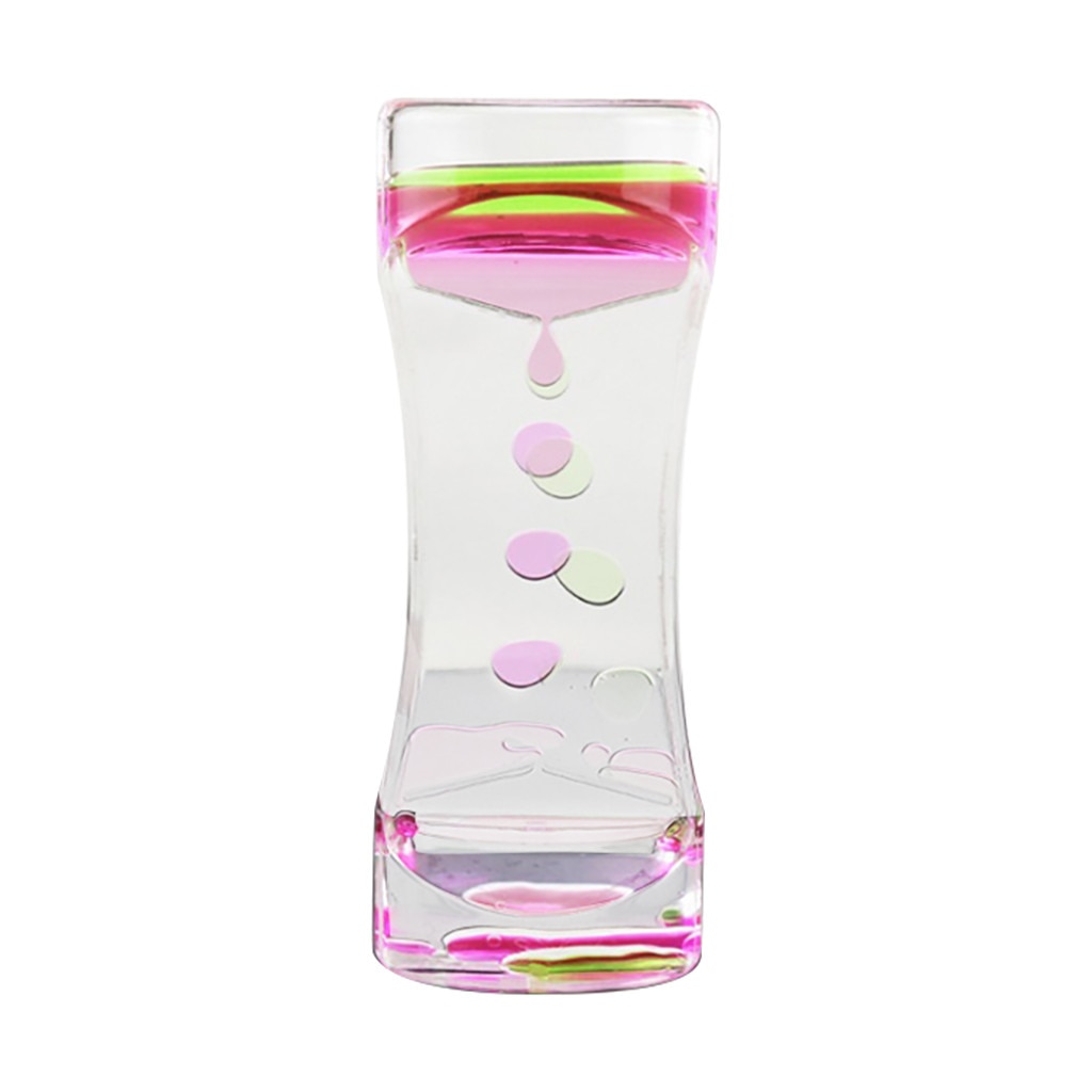Hourglass Sensory Visual Stimulation Timer Decompression Toy Water Floating Oil Liquid Visual Motion Timer Glass