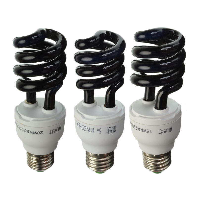 E27 UV Light Bulb Ultraviolet Lamp Fluorescent CFL 5/15/20W Spiral Enegy Saving Black Light Violet Lighting 220V 300-400nm