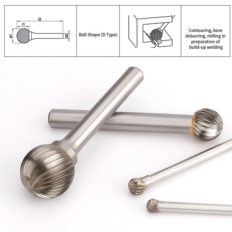 Mèches de meuleuse à tête sphérique, outils convertibles carimplantés, lime à distance en tungstène, fraise en carbure, fraise, perceuse pour métal, bois, plastique