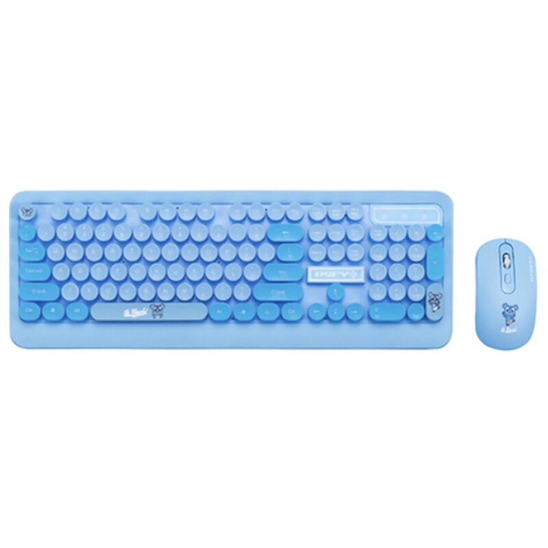 Trådløst tastatur og mus sæt bluetooth retro punk skrivemaskine 104 nøgler til office pc desktop notebook mac windows  #k68: Blå