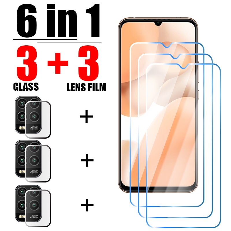 Vidrio Protector 6 en 1 para Xiaomi Poco X3 NFC X4 Pro 5G F1, película de lente de cámara protectora templada en X 3 GT M4 M4 Pro F3 M3