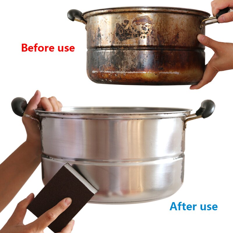 4 stk/sæt stærk vask gryde børste diamant sand poleringssvamp magisk viskelæder opvask svamp afkalkning køkken rengøring rust