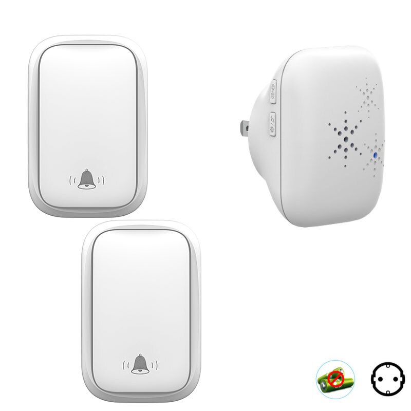 timbre inalámbrico exterior autoalimentado timbre puerta casa 220v transmisor impermeable de 220V, No requiere batería, receptor de la UE,juego de timbre para Control del hogar: Naranja