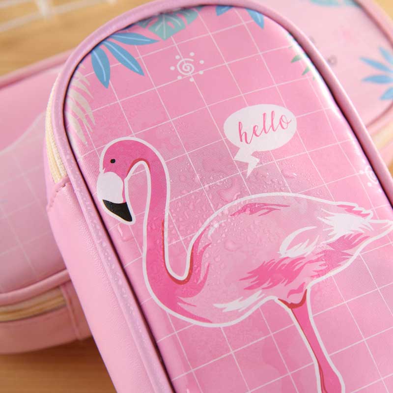 Cute Flamingo Pencil Case for Girls School Supplies Korean kawaii Stationery Big Multifunctional Pencil box Bag Pencilcase