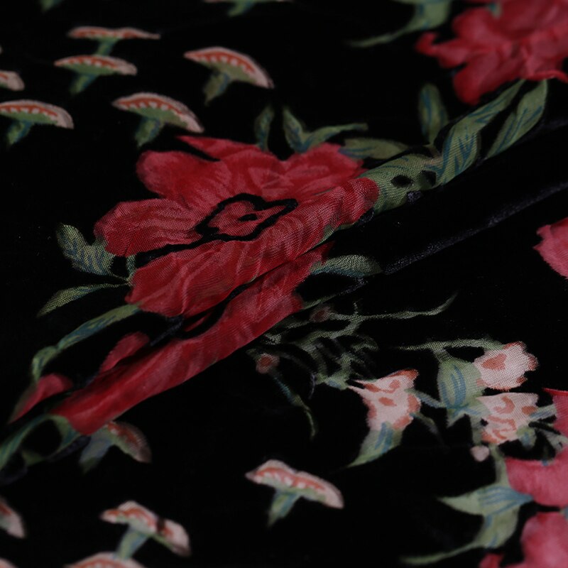 Utbränd sammetstyg draperat siden i sammet tyg andas komfortkläder cheongsam klänning siden tyg siden tyg