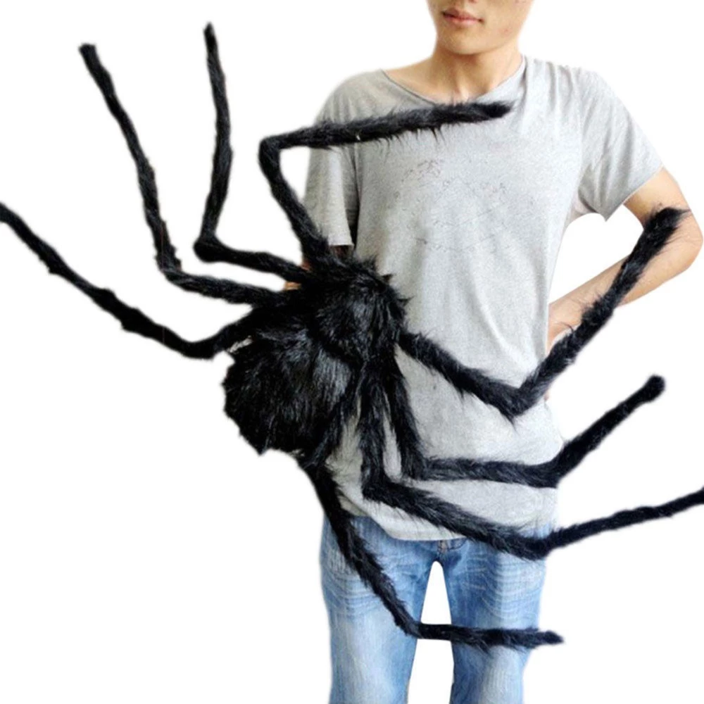 Grand araignée en peluche pour Halloween, accessoires de décoration de fête, grande araignée d'extérieur, chambre de décoration, tour d'une farce, grande araignée