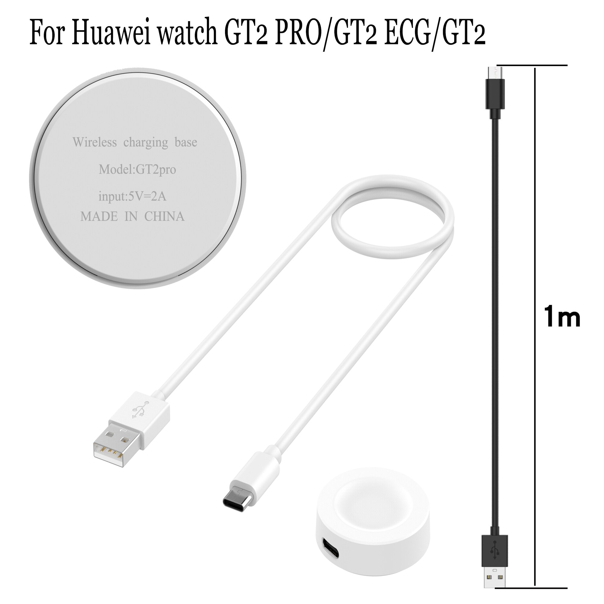 Support de chargeur pour Huawei Watch GT2 PRO/GT2 ECG/GT2, station de charge de câble USB sans fil avec accessoires de montre intelligente magnétique