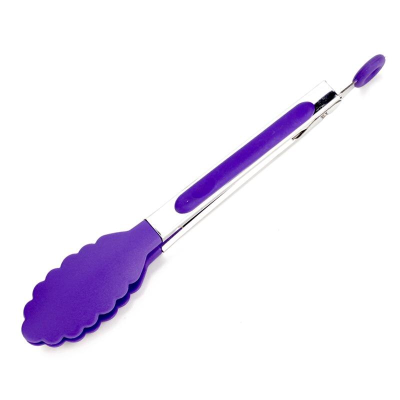 Kitchen Clip Barbecue Tool High-temperature Silicone Nylon Food Clip Stainless Steel Silicone Bread Clip Kitchen ToolAccessories: purple