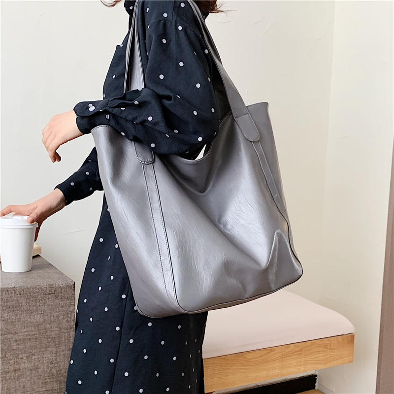 Burminsa Vintage grande capacité sac à bandoulière souple femmes bureau dames grand travail sacs à main de en cuir PU fourre-tout sacs