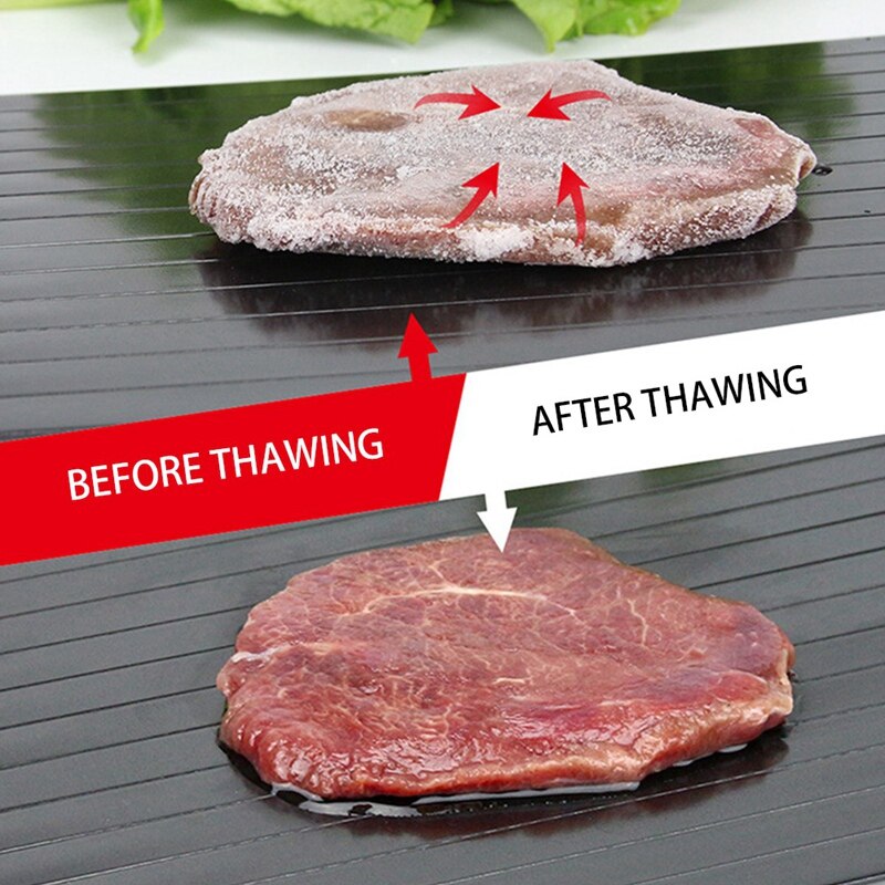 Rápido descongelación bandeja deshielo comida congelada carne fruta rápida descongelación placa Junta descongelar cocina Gadget de herramienta