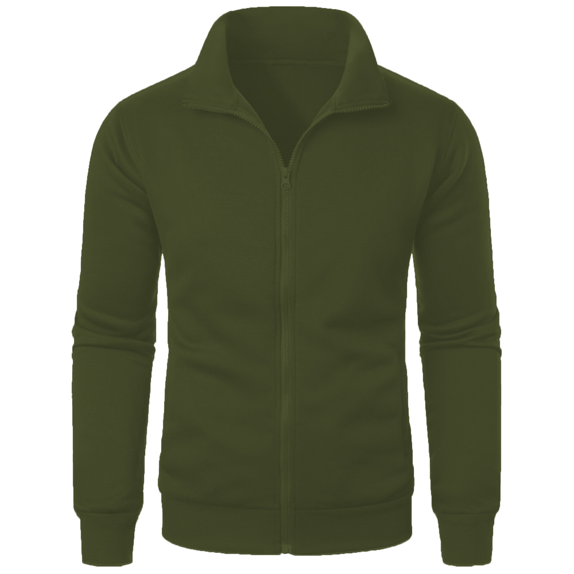 Casual sportjas voor heren met rits, opstaande kraag en capuchon, effen vest voor heren: L / Army Green