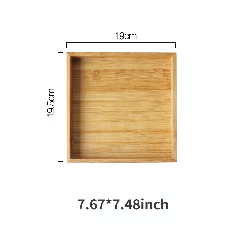 Bamboo wooden tray rectangular tea tray solid wood household water cup tray Japanese style wooden bread wooden dinner plate: Tray-4