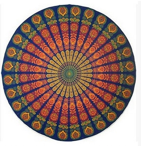 Yogamåtte tæppe mandala strandhåndklæde indian stor lotus udskrivning runde kvast gobelin totem tæppe gulvpude til dekorative