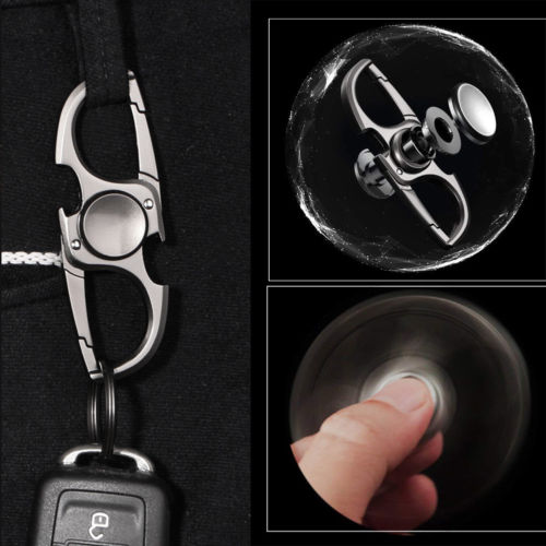 1 stk flaskeåbner nøglering fidget spinner med 2 alu nøgleringe til mænd kvinder nøglering flaskeåbner holdbar
