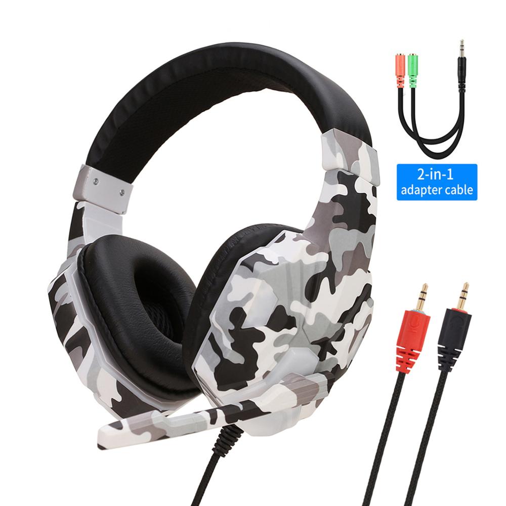 High-Grade Led Light Gamer Wired Headset For PS4 Switch Computer PC Bass Stereo Headphones With Mic Voice Control Men: Grey PC