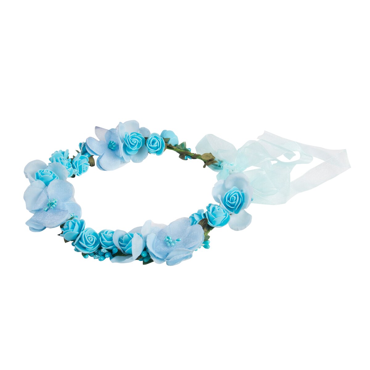 Kerst Vrouwen Wedding Boho Bloem Haar Krans Kroon Hoofdband Bloemen Krans Xmas Haarband: Blauw