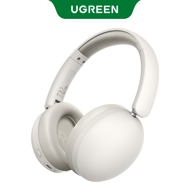 UGREEN Wireless Bluetooth Headphones, 80H Playtime, HiFi Stereo Over Ear Headphones with Microphone, Bluetooth 5.4: WHITE