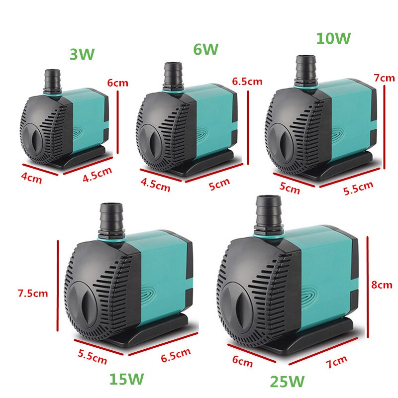 Aquarium Water Pump Ultra-Quiet Submersible Water Fountain Pump Filter Fish Pond Water Pump Tank Fountain 3W/6W/10W/15W/25W