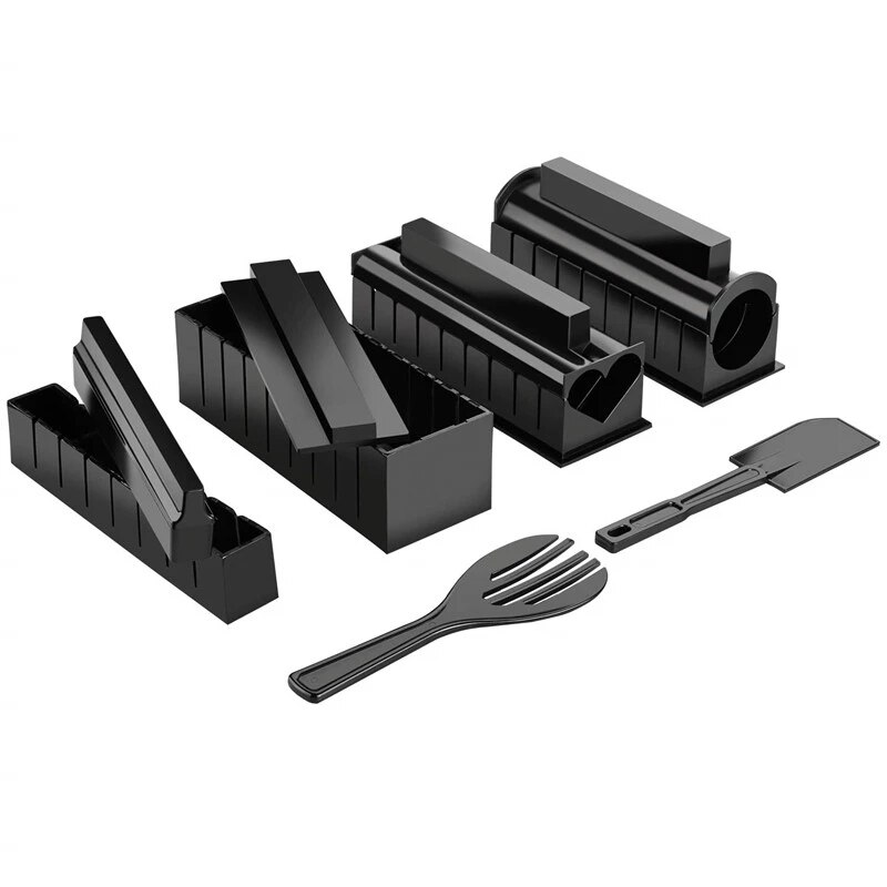 Sushi Maker Equipment Kit Japanese Rice Ball Roll Mold Bazooka Multifunctional Mould Making Sushi Tools Kitchen Gadgets Black: 11 Pcs set